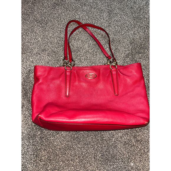 Coach Ellis Red Pebbled Leather Shoulder Handbag Tote Purse Red 33961 - Picture 1 of 4